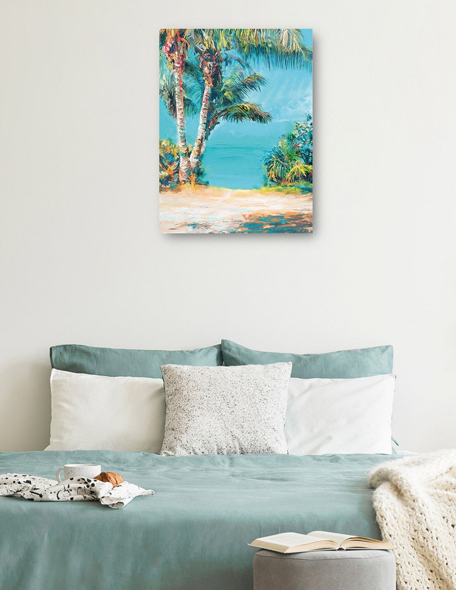 Cuadro decorativo Verde azulado tropical técnica mixta Trópico 3