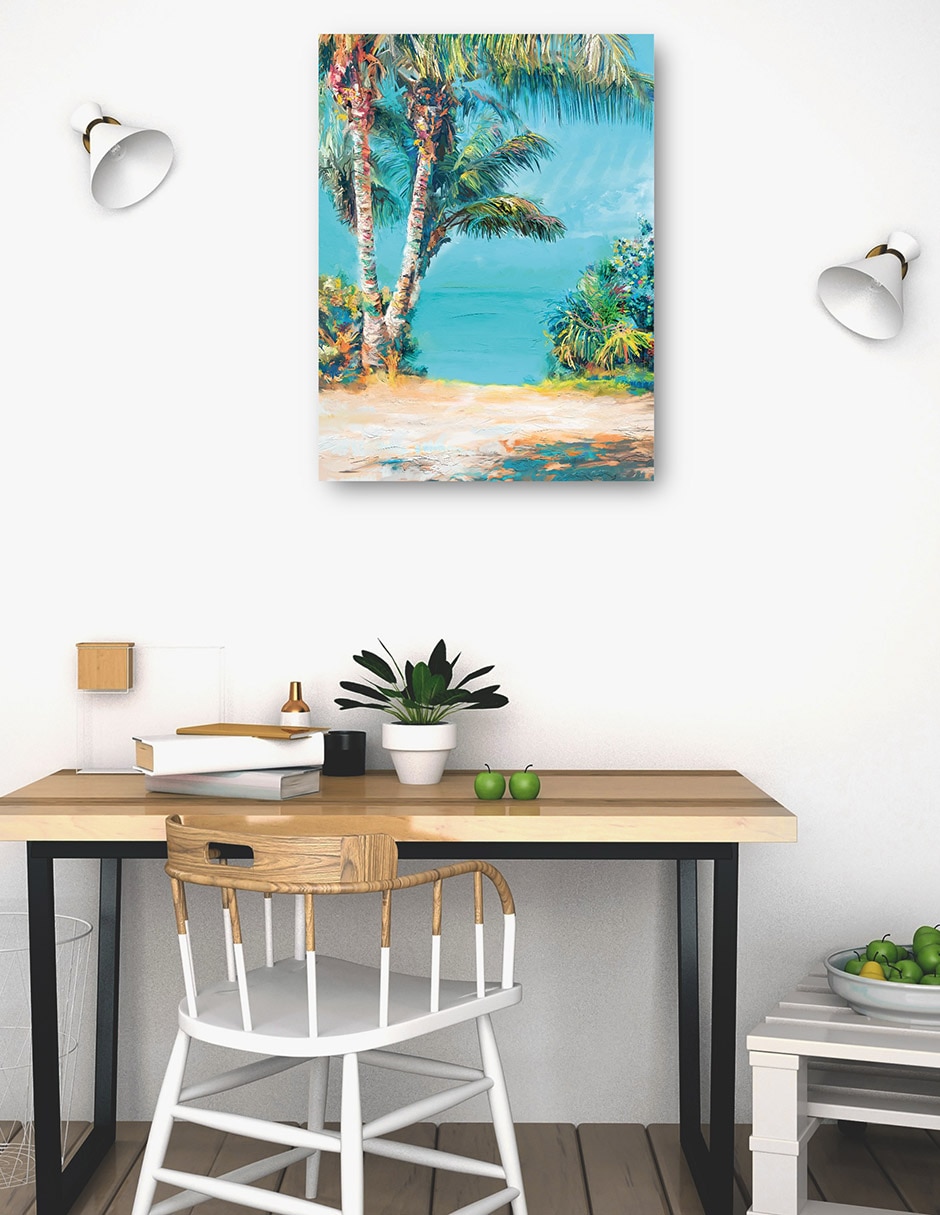 Cuadro decorativo Verde azulado tropical técnica mixta Trópico 4