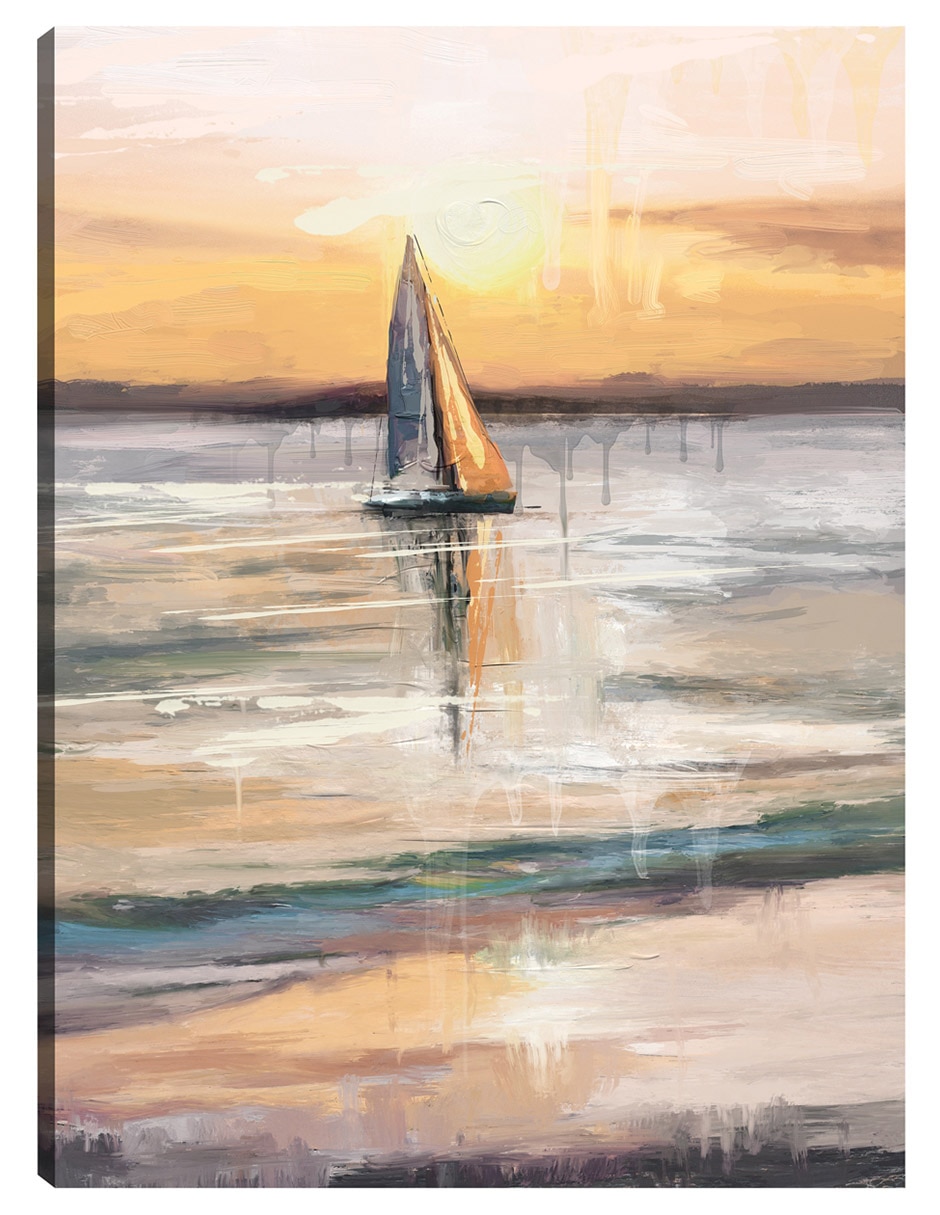 Cuadro decorativo Vela crepuscular técnica mixta Navegación