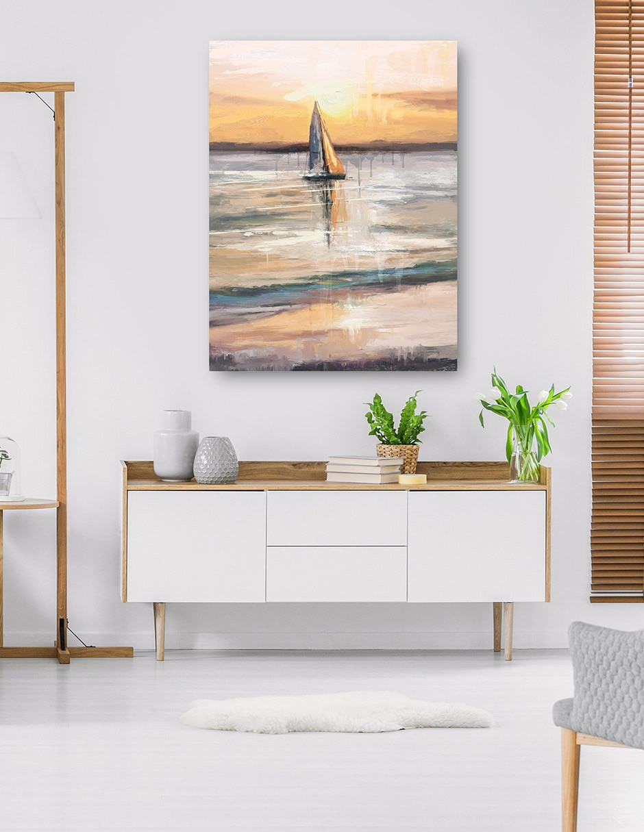 Cuadro decorativo Vela crepuscular técnica mixta Navegación 6