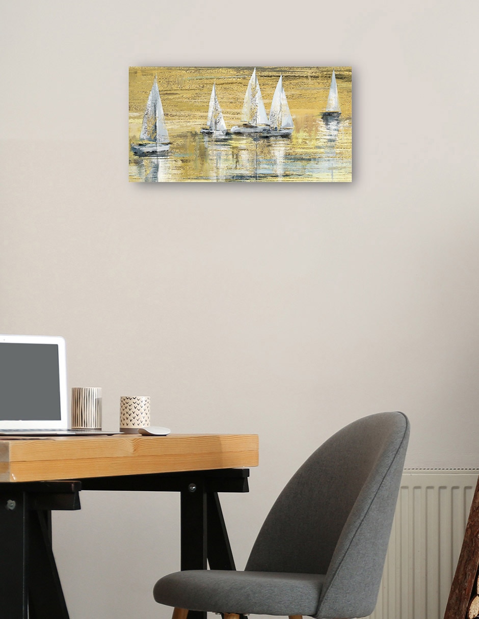 Cuadro decorativo Vela dorada técnica mixta Navegación 2