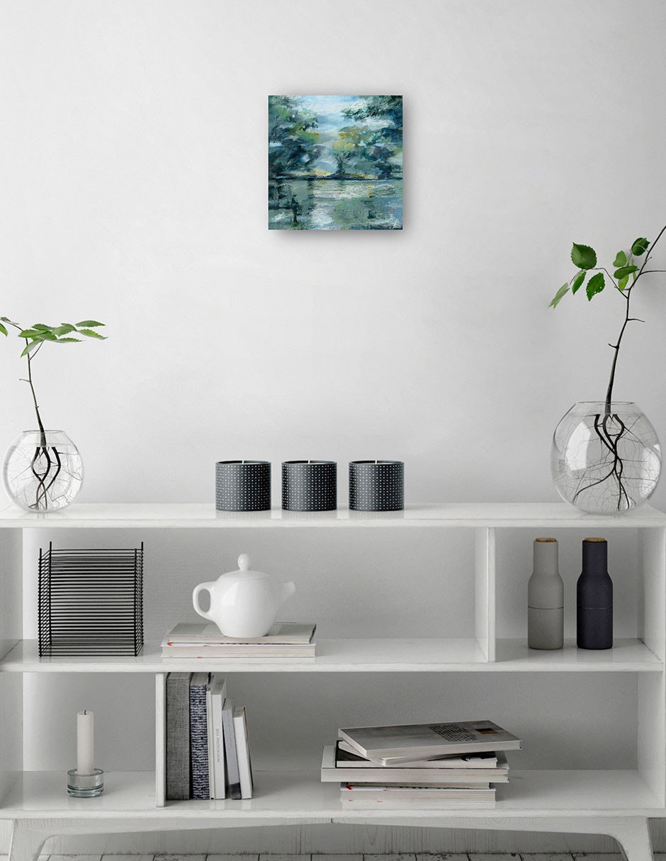 Cuadro decorativo Vista junto al lago técnica mixta Lagos 2