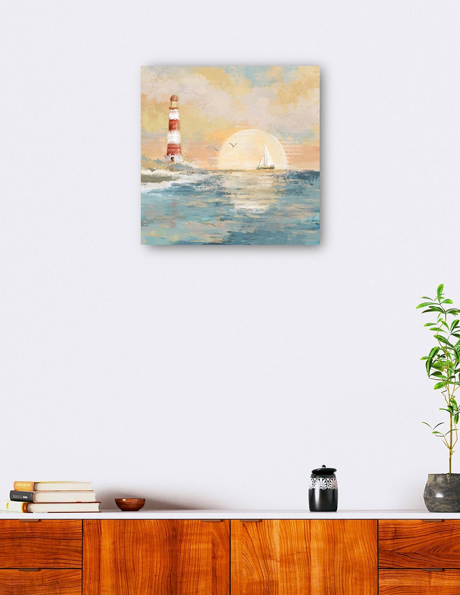 Cuadro decorativo Vela de puerto técnica mixta Faros 6