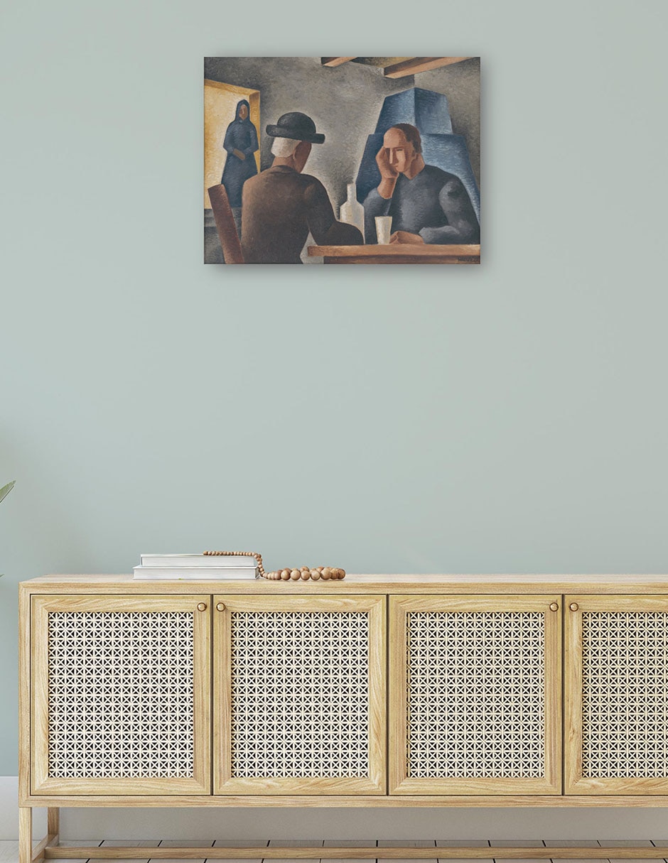Cuadro decorativo En una posada (1927) técnica mixta Gente 4