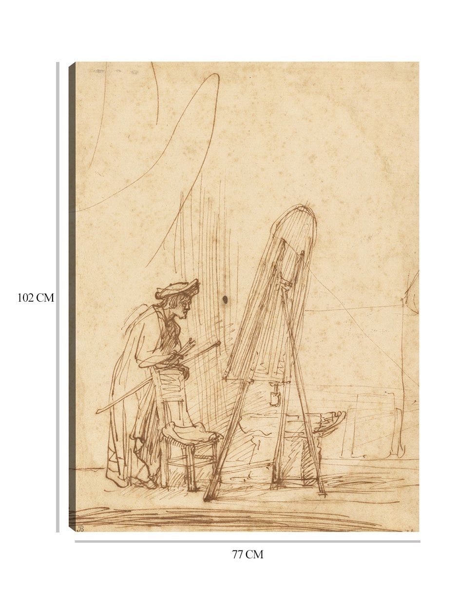 Cuadro decorativo Un artista en su estudio (1630) técnica mixta Bocetos 2