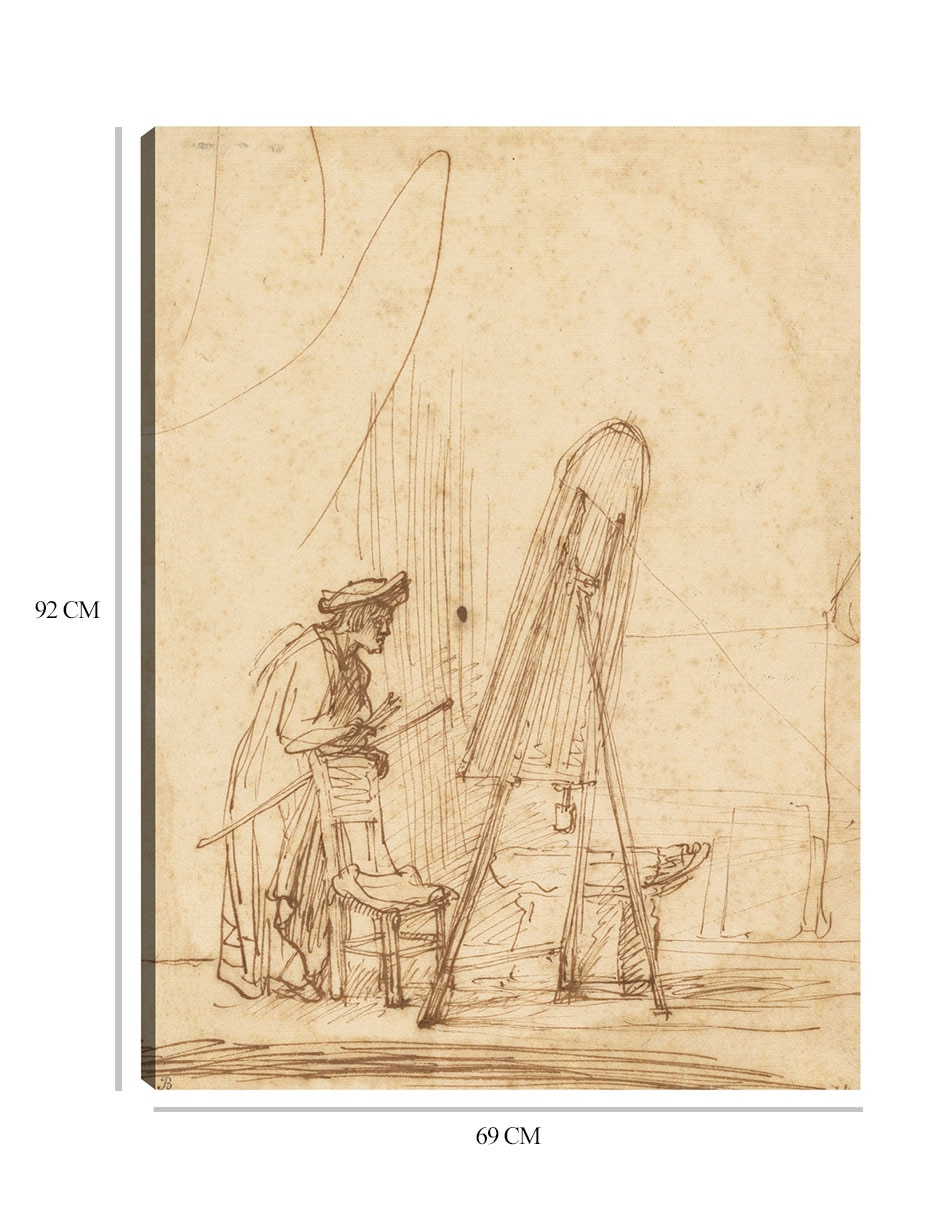 Cuadro decorativo Un artista en su estudio (1630) técnica mixta Bocetos 2
