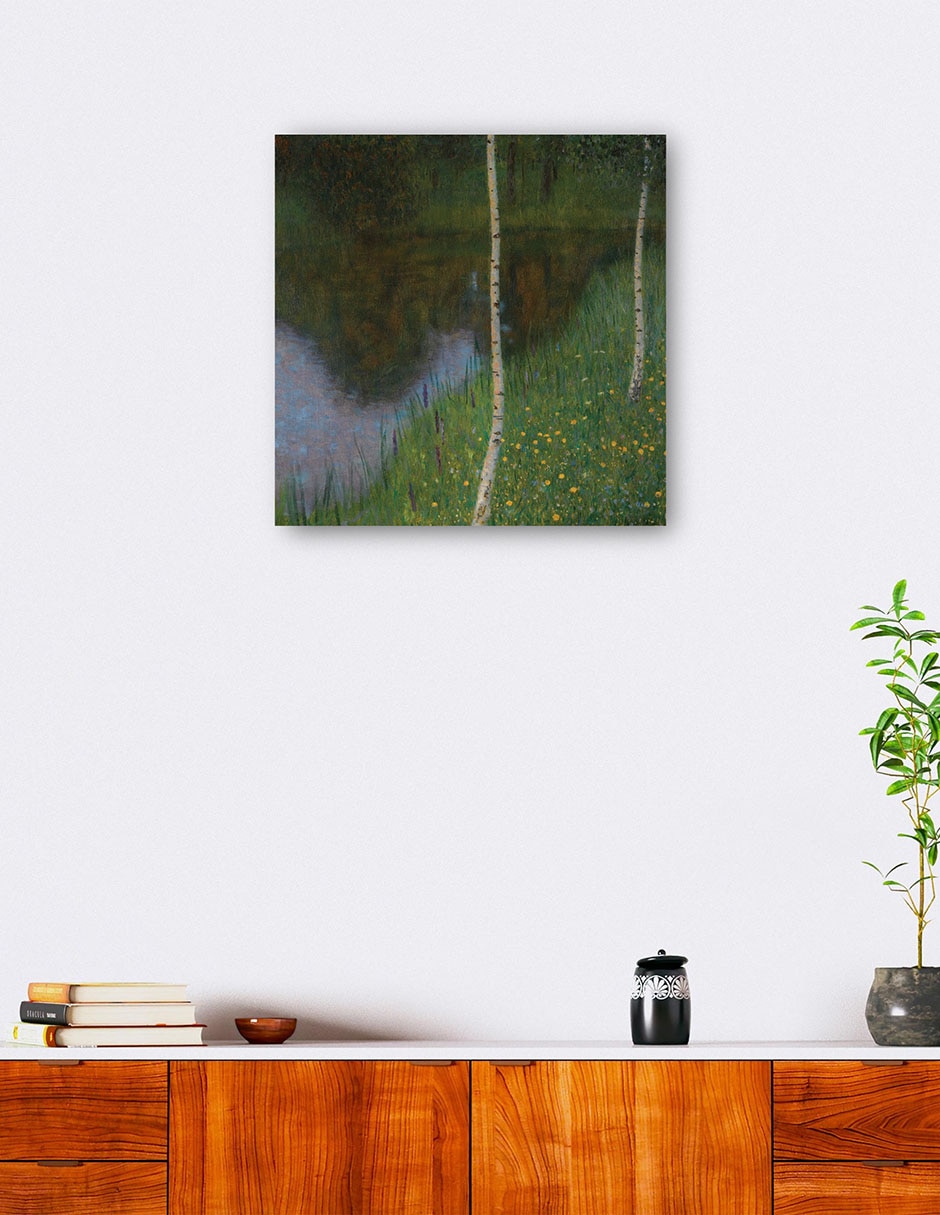 Cuadro decorativo A orillas del lago con abedules técnica mixta Lagos 5