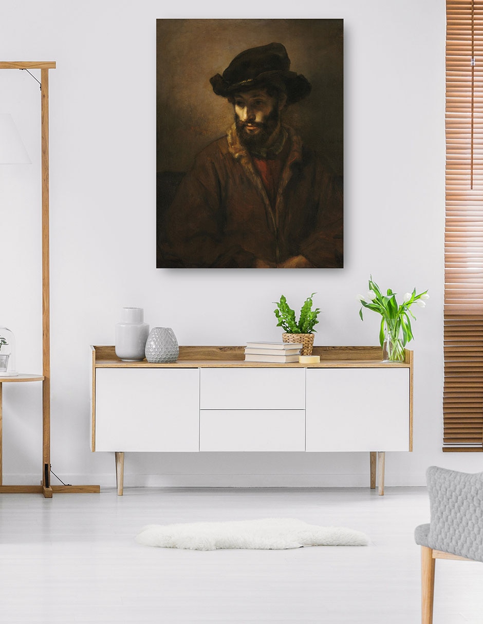 Cuadro decorativo Un hombre barbudo con sombrero (c. 1655-1660) técnica mixta Gente 5