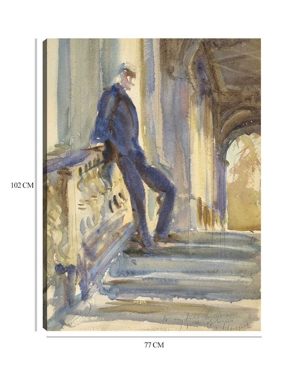 Cuadro decorativo Sir Neville Wilkinson en las escaleras del puente palladiano en Wilton House (1904-1905) técnica mixta Gente 2