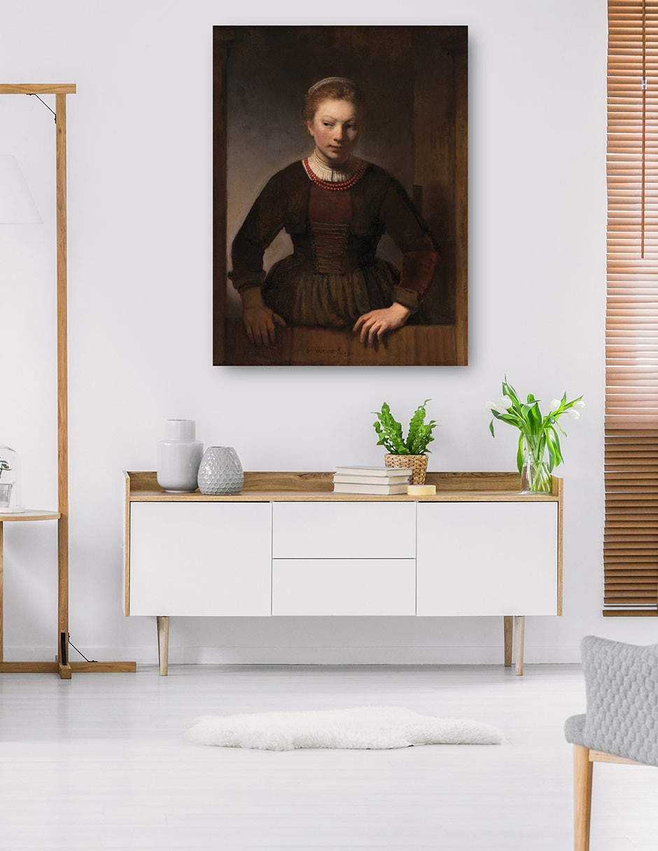 Cuadro decorativo Mujer joven en una media puerta abierta (1645) técnica mixta Gente 5