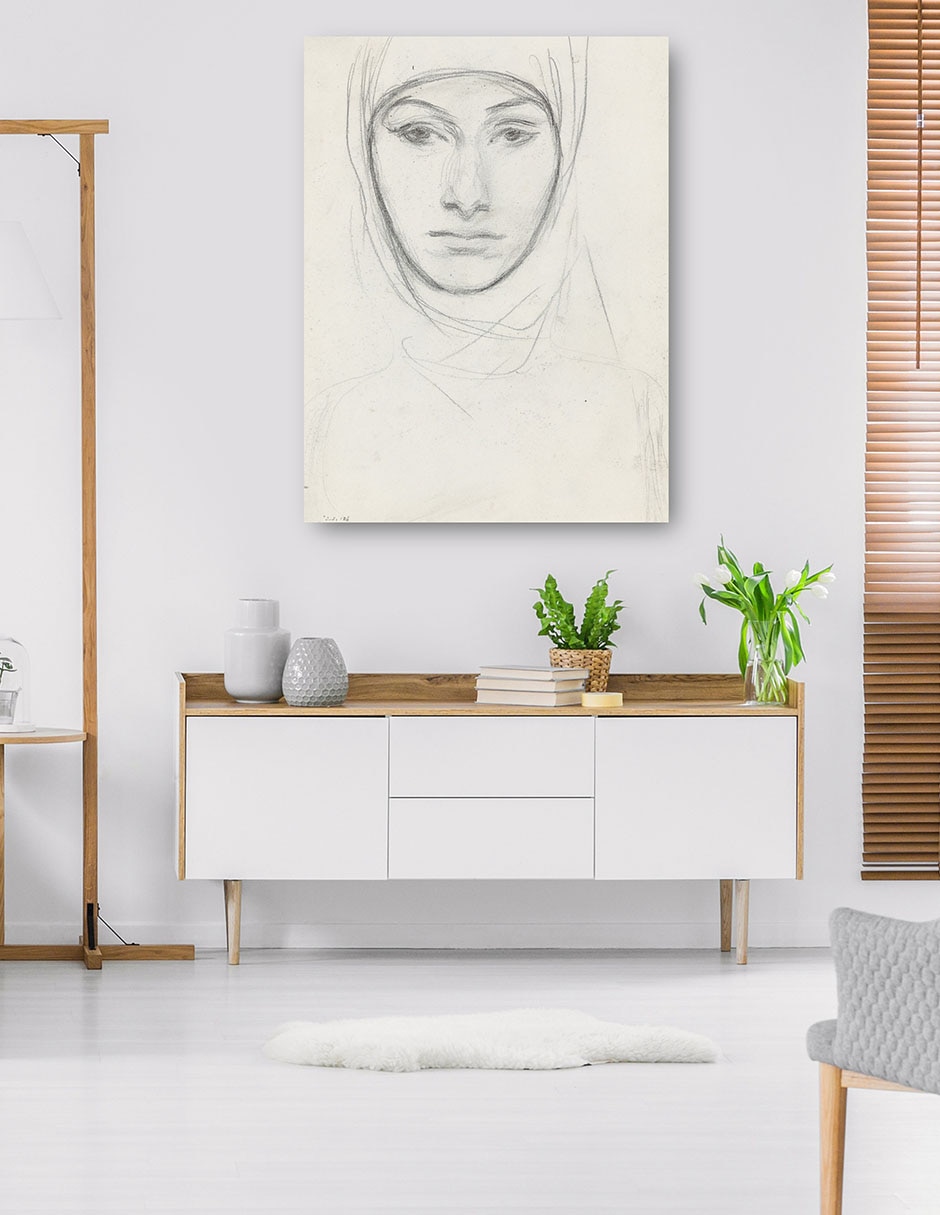 Cuadro decorativo Cabeza de mujer técnica mixta Siluetas 5