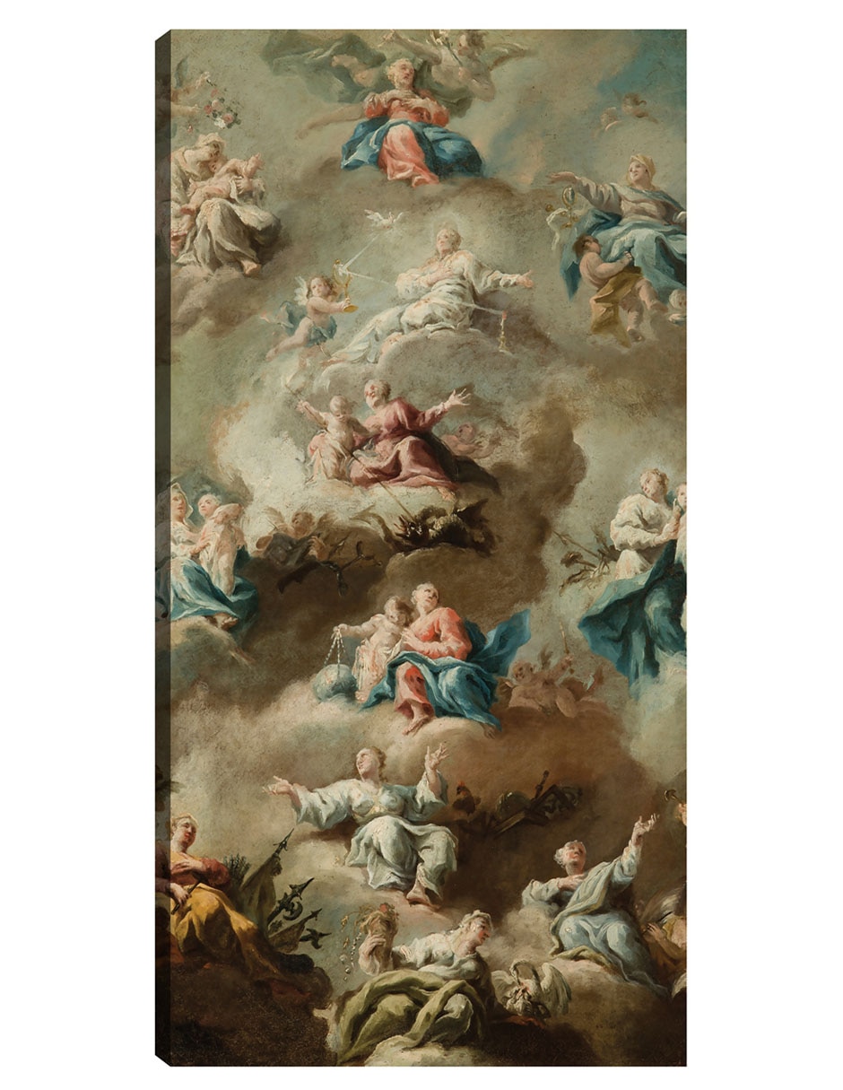 Cuadro decorativo Escena Religiosa Alegórica con la Virgen María (Siglo XVIII) técnica mixta Ángeles