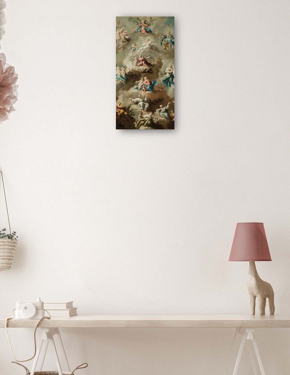 Cuadro decorativo Escena Religiosa Alegórica con la Virgen María (Siglo XVIII) técnica mixta Ángeles 4