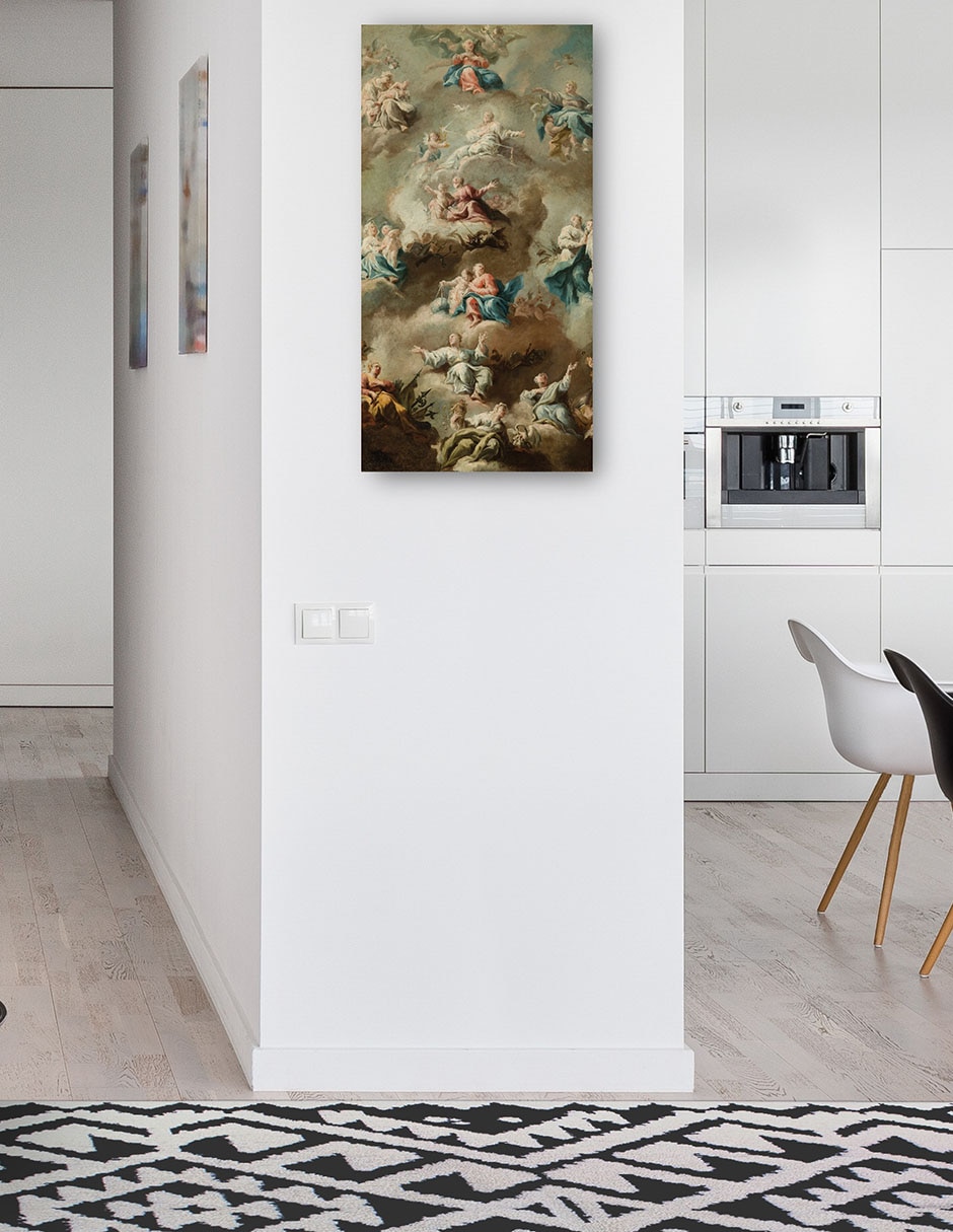 Cuadro decorativo Escena Religiosa Alegórica con la Virgen María (Siglo XVIII) técnica mixta Ángeles 5