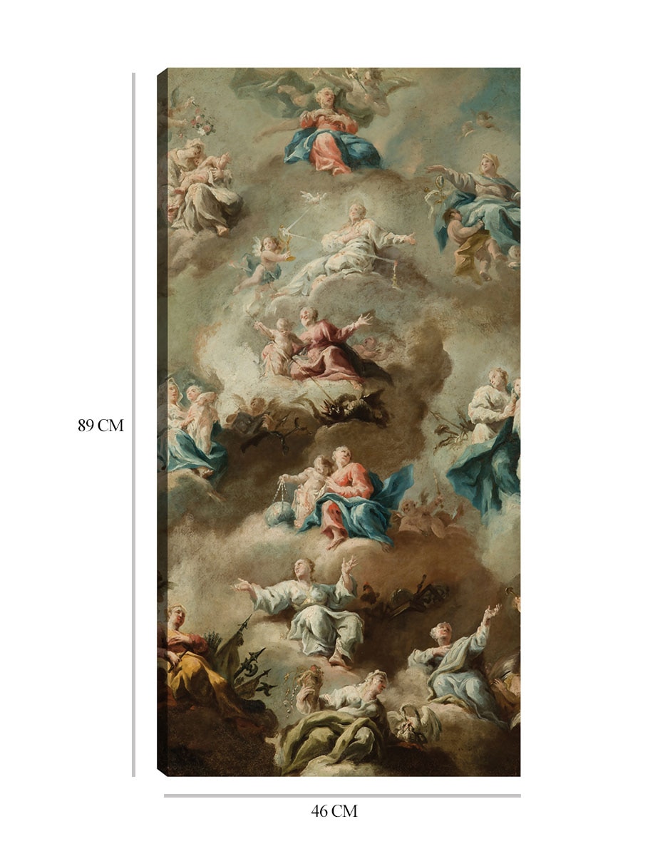 Cuadro decorativo Escena Religiosa Alegórica con la Virgen María (Siglo XVIII) técnica mixta Ángeles 2