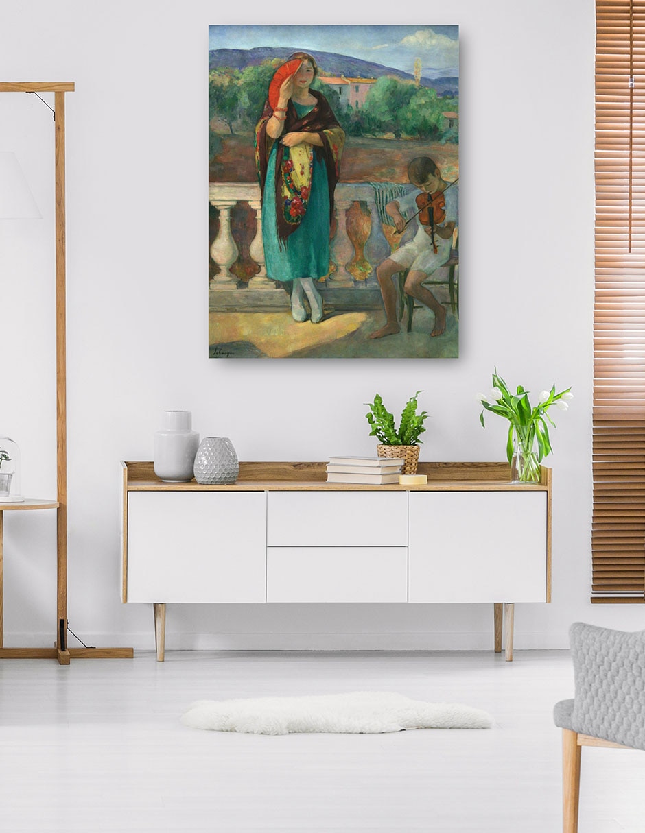 Cuadro decorativo En el balcón (1920) técnica mixta Gente 4