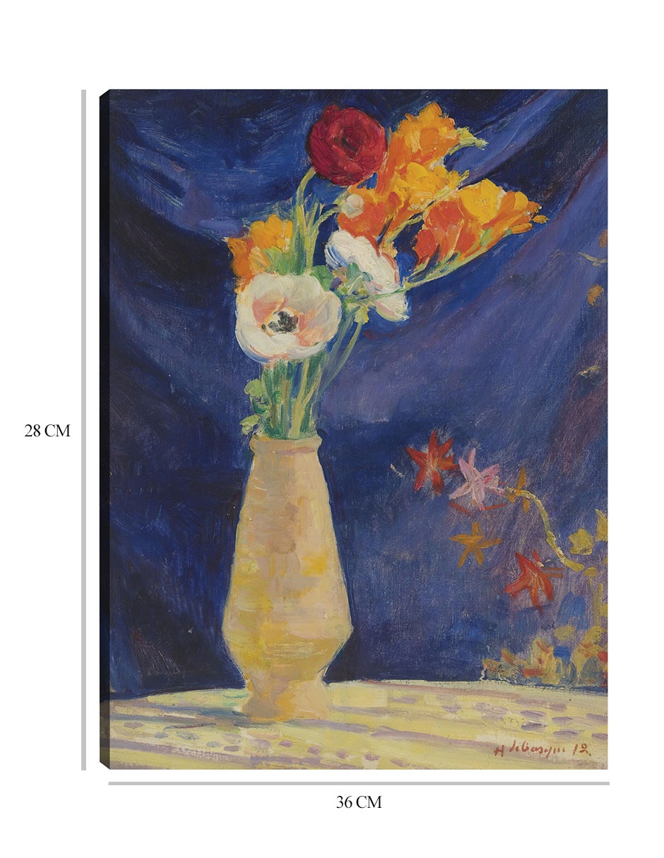 Cuadro decorativo Jarrón de anémonas sobre fondo azul (1912) técnica mixta Floreros 2