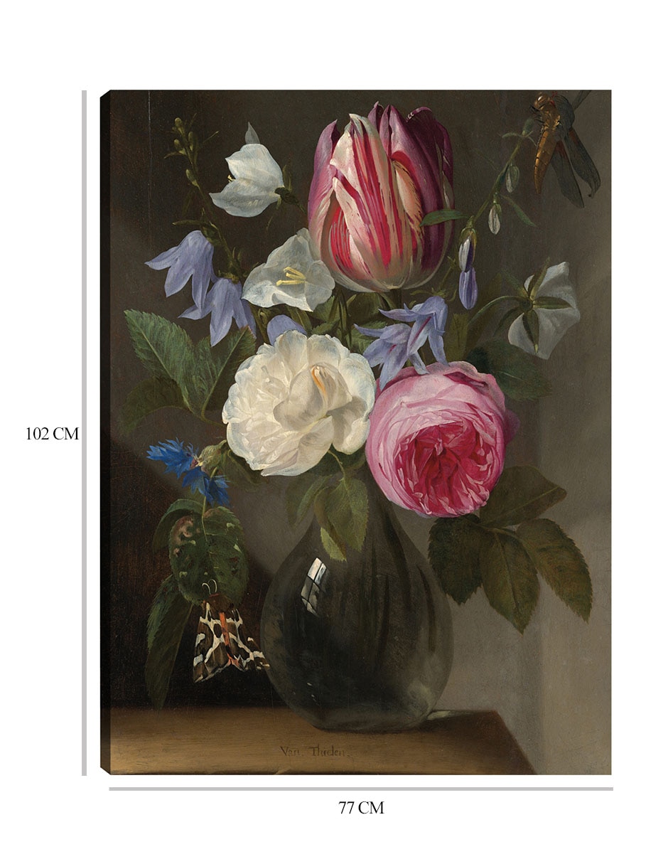 Cuadro decorativo Rosas y un tulipán en un jarrón de cristal, c. 1650/1660 técnica mixta Floreros 2