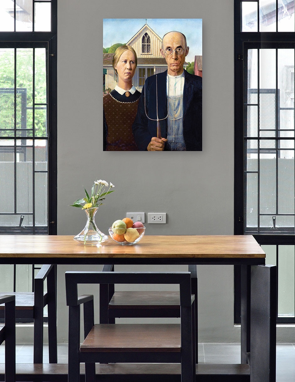 Cuadro decorativo Gótico americano (1930) técnica mixta Gente 4