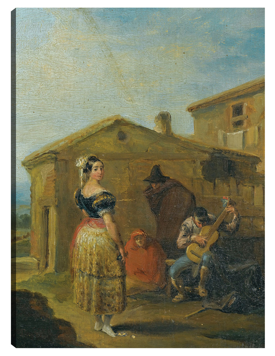Cuadro decorativo Una mujer de pie ante un grupo musical técnica mixta Gente Cuadro decorativo Una mujer de pie ante un grupo musical técnica mixta Gente