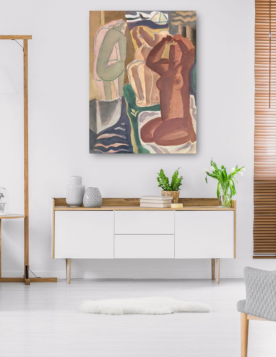Cuadro decorativo Dos mujeres bañándose (1929) técnica mixta Bocetos 5