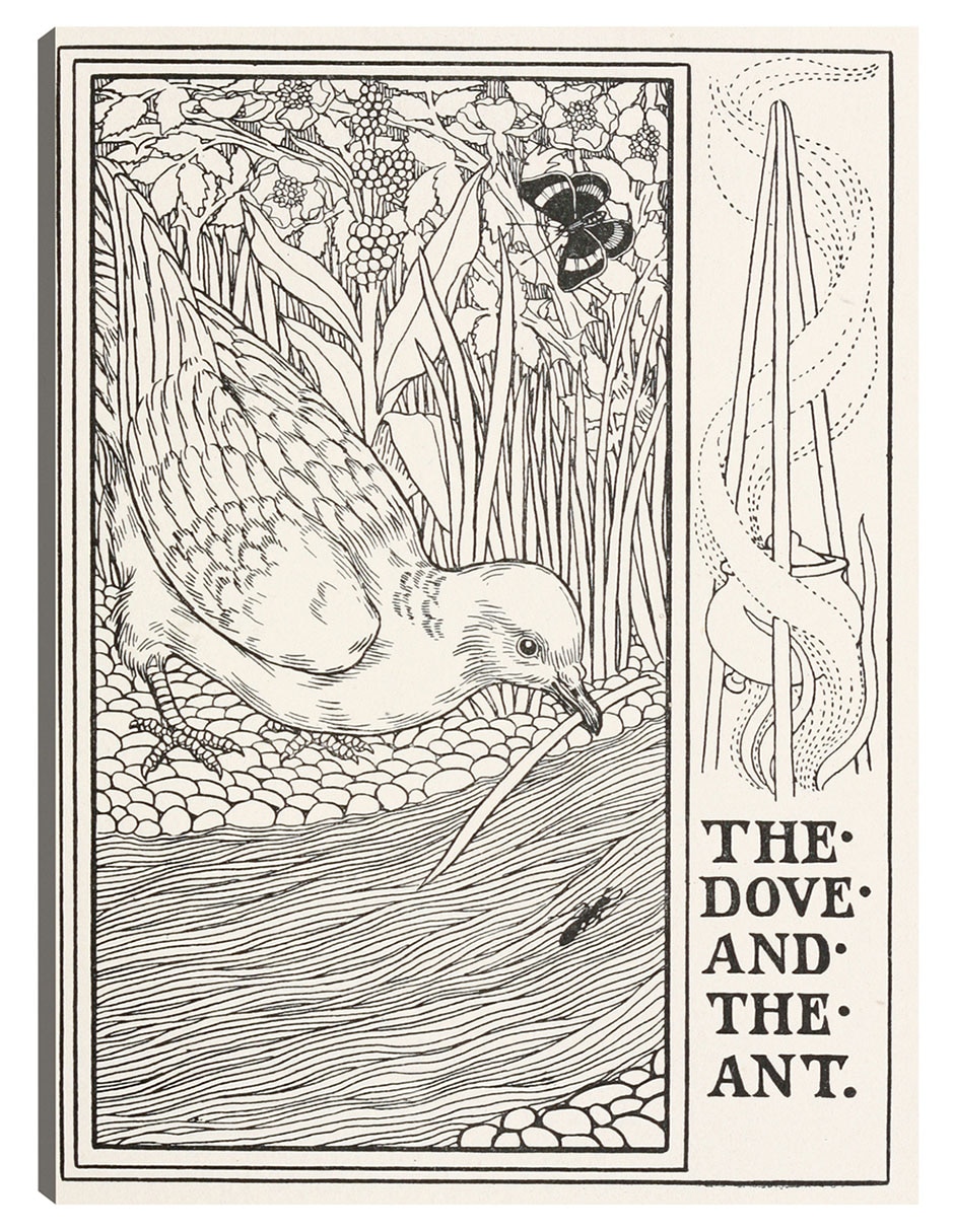 Cuadro decorativo La paloma y la hormiga (1900) técnica mixta Bocetos Cuadro decorativo La paloma y la hormiga (1900) técnica mixta Bocetos