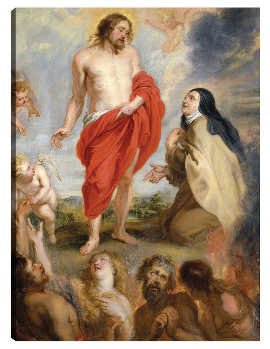 Cuadro decorativo Santa Teresa de Ávila intercediendo por las almas del Purgatorio técnica mixta Figuras Celestiales