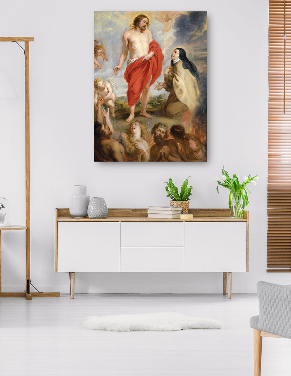 Cuadro decorativo Santa Teresa de Ávila intercediendo por las almas del Purgatorio técnica mixta Figuras Celestiales 5