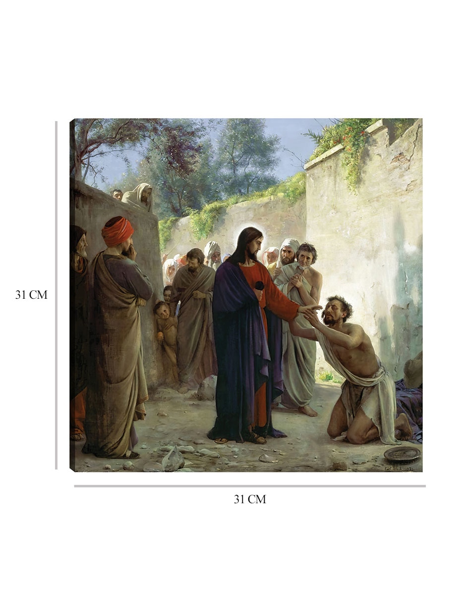 Cuadro decorativo Cristo sanando al ciego técnica mixta Figuras Celestiales 2