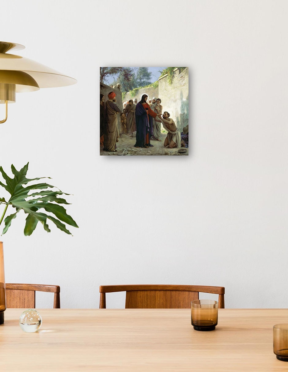 Cuadro decorativo Cristo sanando al ciego técnica mixta Figuras Celestiales 4