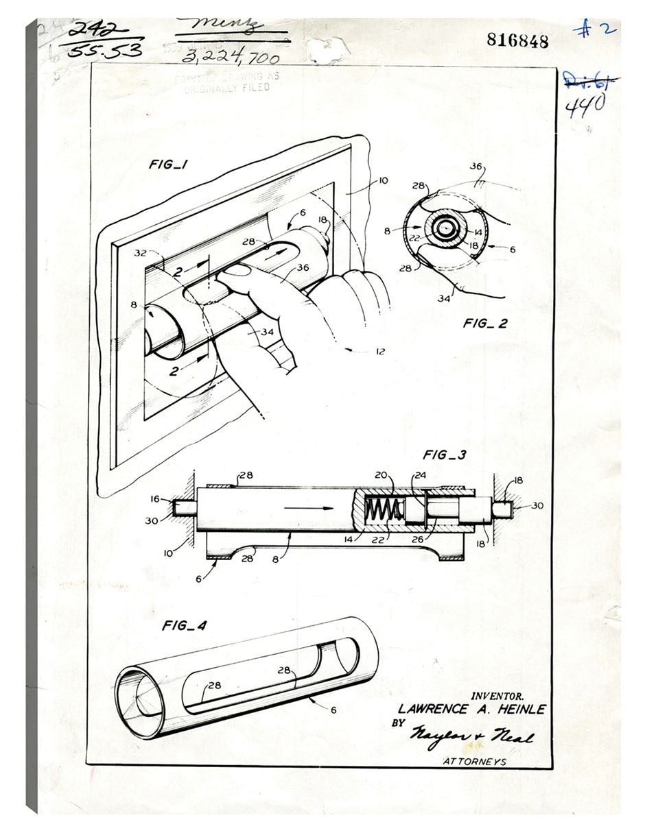 Cuadro decorativo Núcleo de papel higiénico patentado, inventor(es): Lawrence A, Heinle técnica mixta Planos