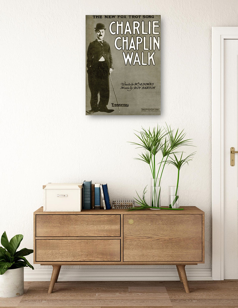 Cuadro decorativo Paseo de Charlie Chaplin (1915) técnica mixta 3