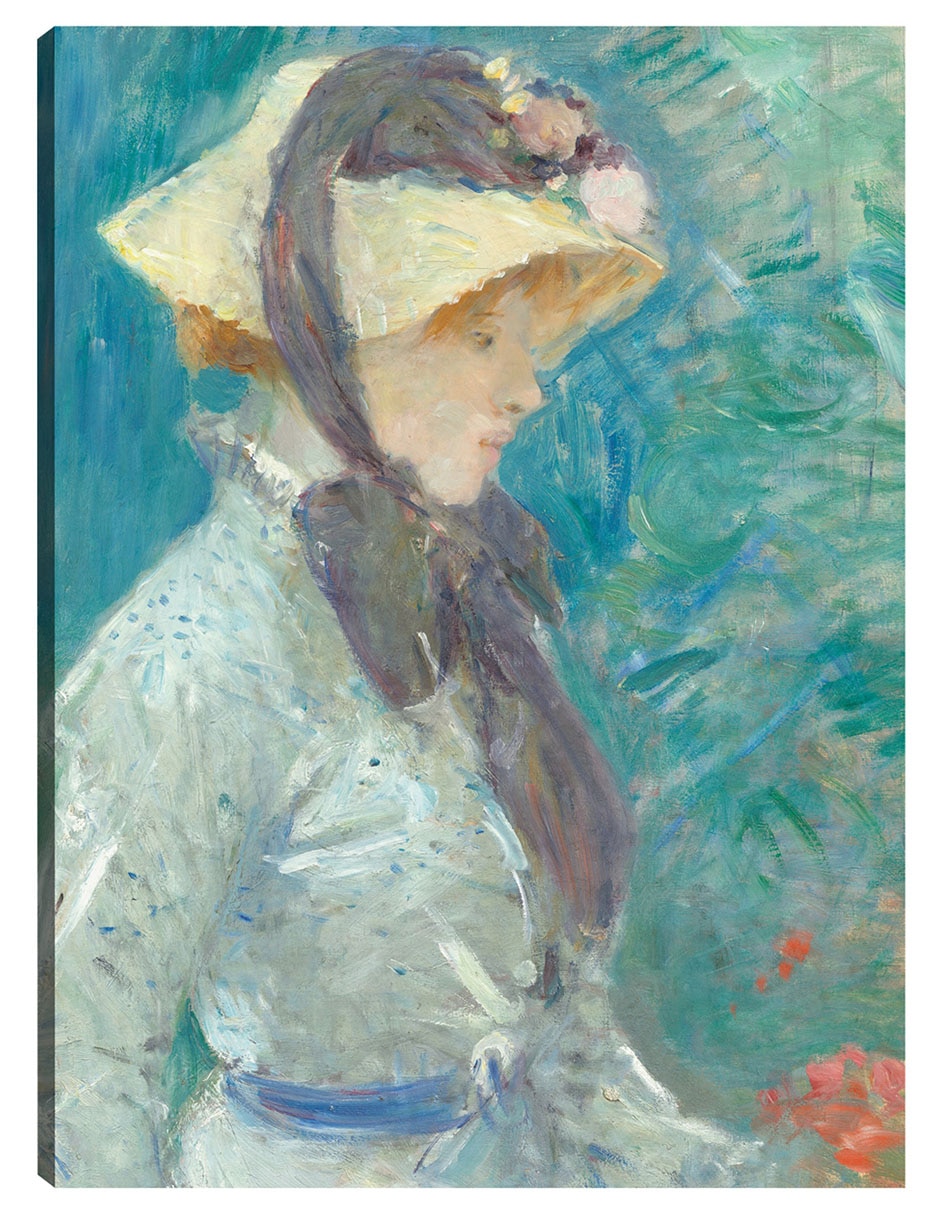 Cuadro decorativo Mujer joven con sombrero de paja técnica mixta Retratos