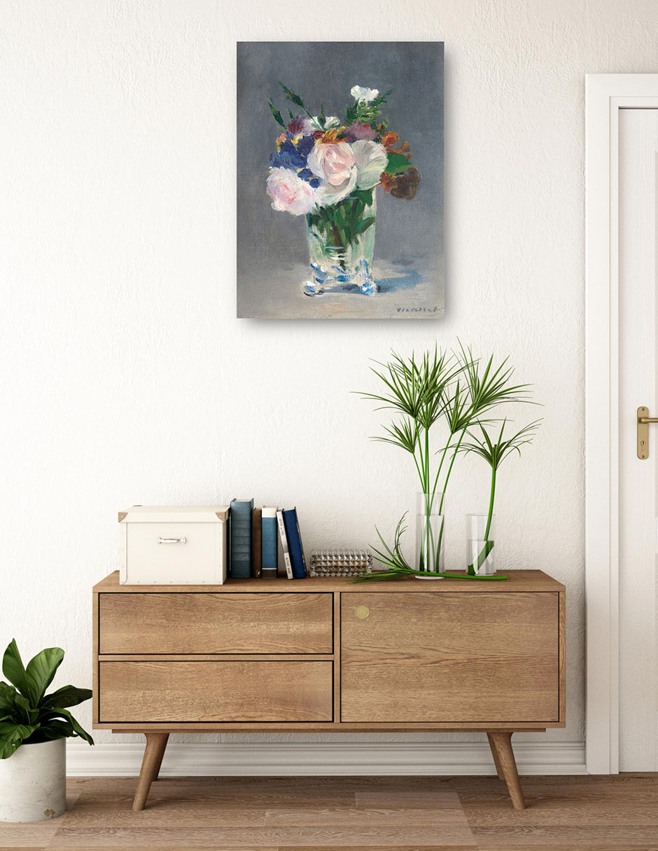 Cuadro decorativo Flores en un jarrón de cristal técnica mixta Floreros 3