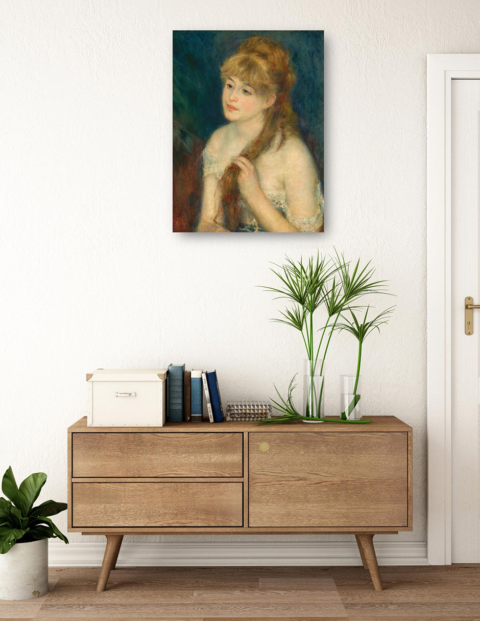 Cuadro decorativo Mujer joven trenzando su cabello técnica mixta Retratos 4