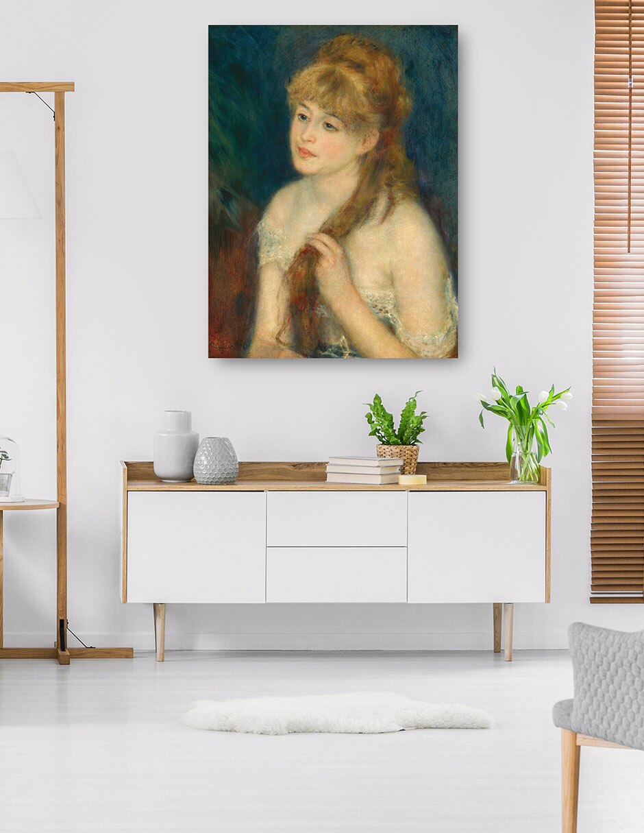 Cuadro decorativo Mujer joven trenzando su cabello técnica mixta Retratos 6