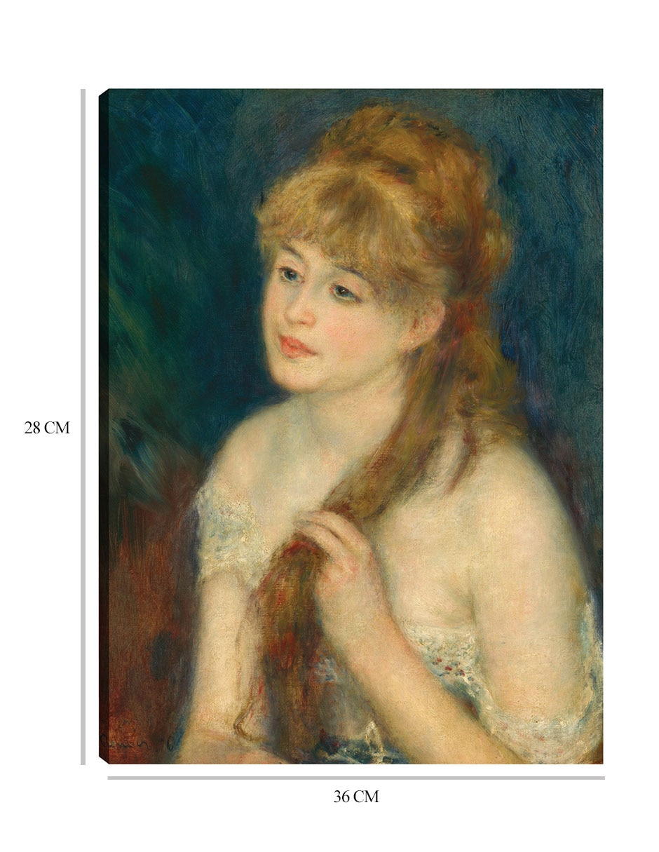 Cuadro decorativo Mujer joven trenzando su cabello técnica mixta Retratos 2