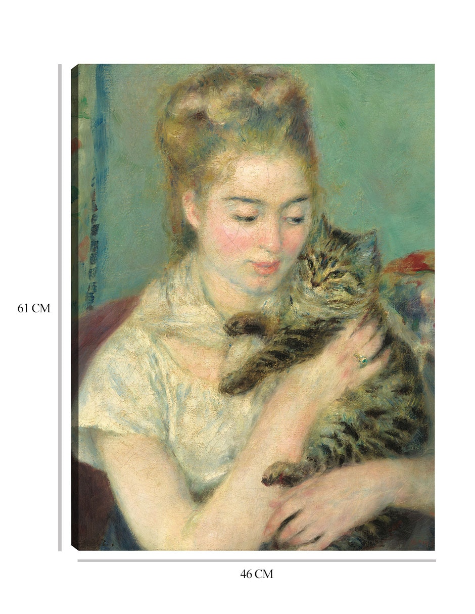 Cuadro decorativo Mujer con un gato técnica mixta Retratos 2
