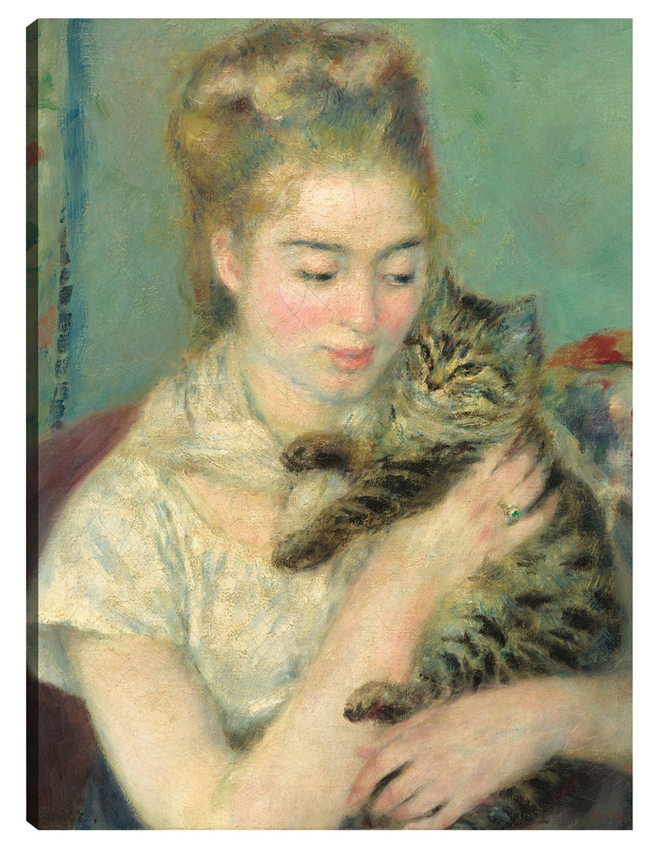 Cuadro decorativo Mujer con un gato técnica mixta Retratos
