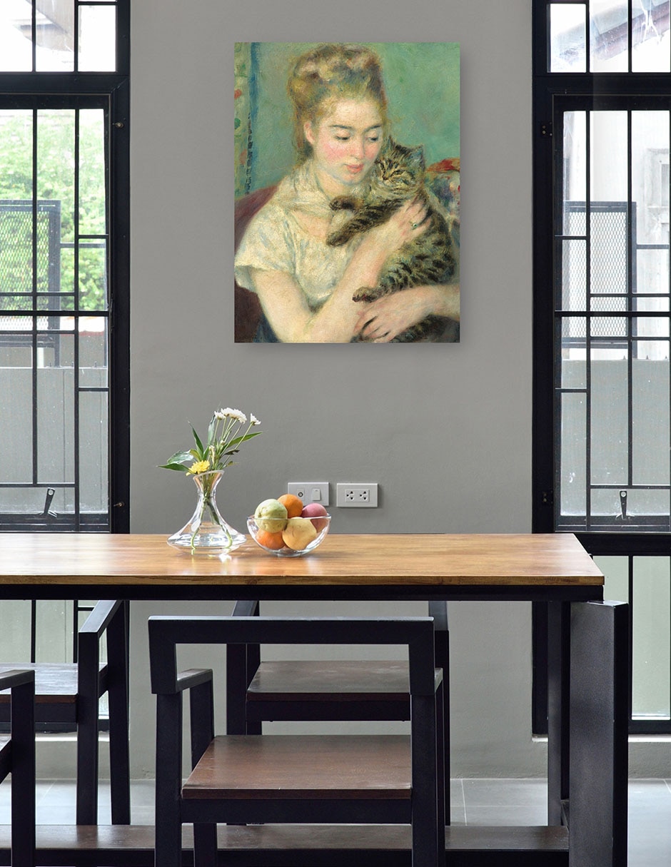 Cuadro decorativo Mujer con un gato técnica mixta Retratos 4
