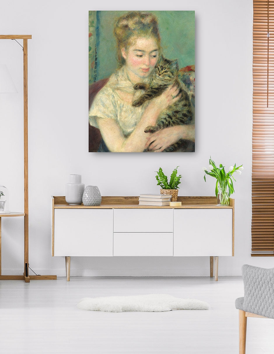 Cuadro decorativo Mujer con un gato técnica mixta Retratos 5