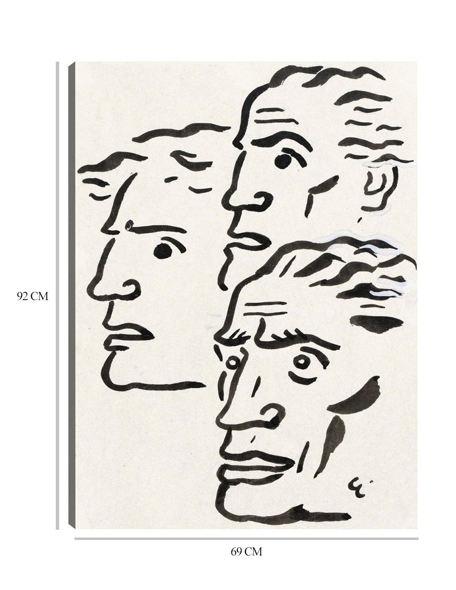 Cuadro decorativo Tres cabezas de hombres (1891) técnica mixta Bocetos 2