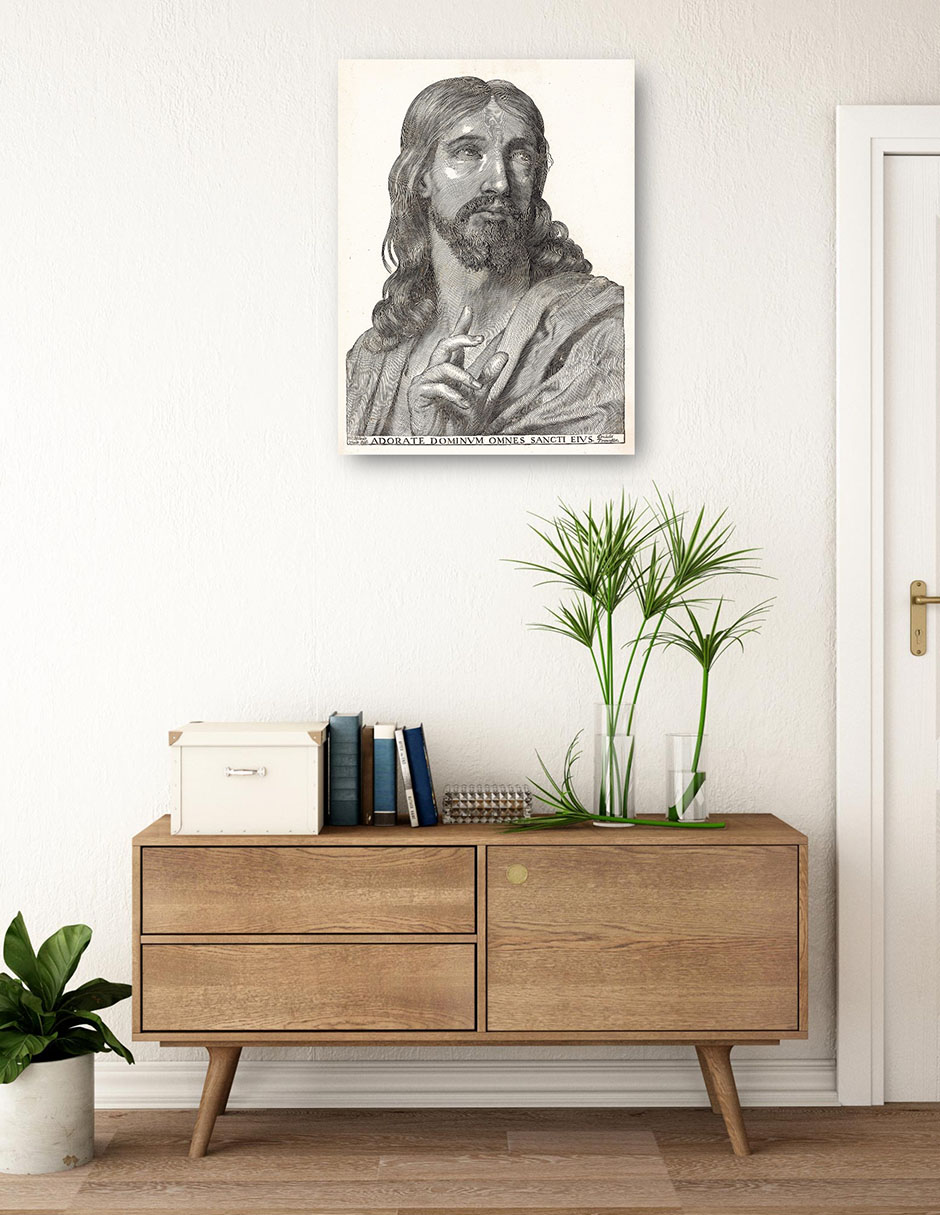 Cuadro decorativo Cristo de medio cuerpo técnica mixta Figuras Celestiales 3