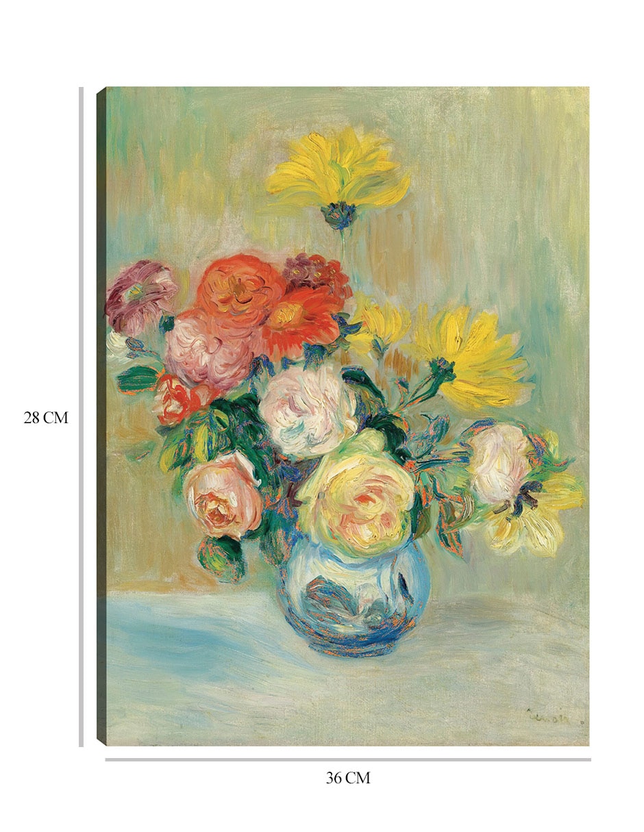 Cuadro decorativo Jarrón de rosas y dalias técnica mixta Floreros 2