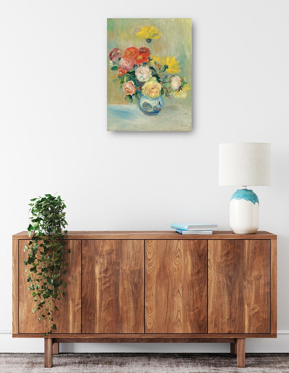 Cuadro decorativo Jarrón de rosas y dalias técnica mixta Floreros 2