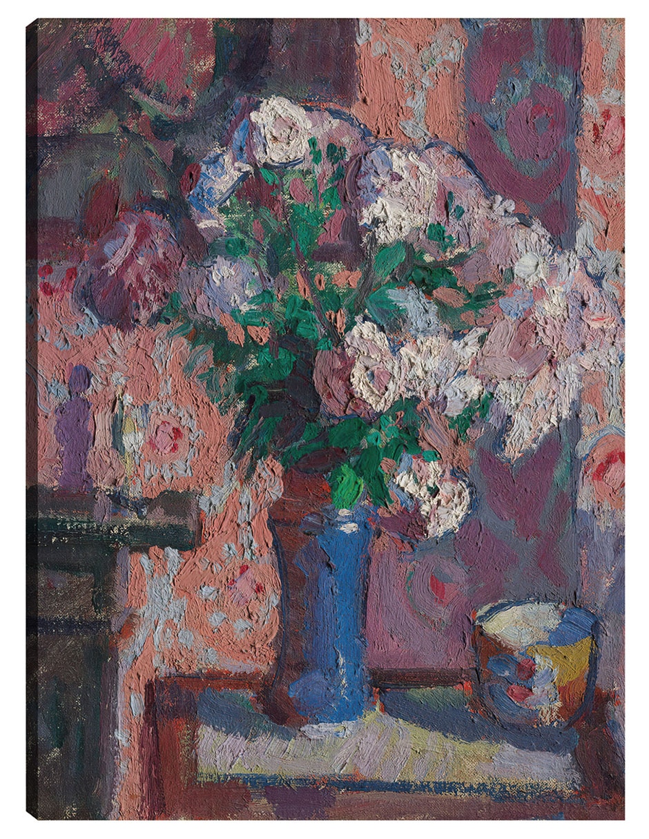 Cuadro decorativo Rosas en un jarrón azul (hacia 1914-15) técnica mixta Floreros
