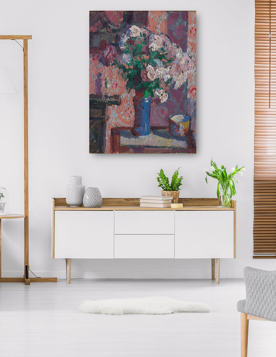 Cuadro decorativo Rosas en un jarrón azul (hacia 1914-15) técnica mixta Floreros 5