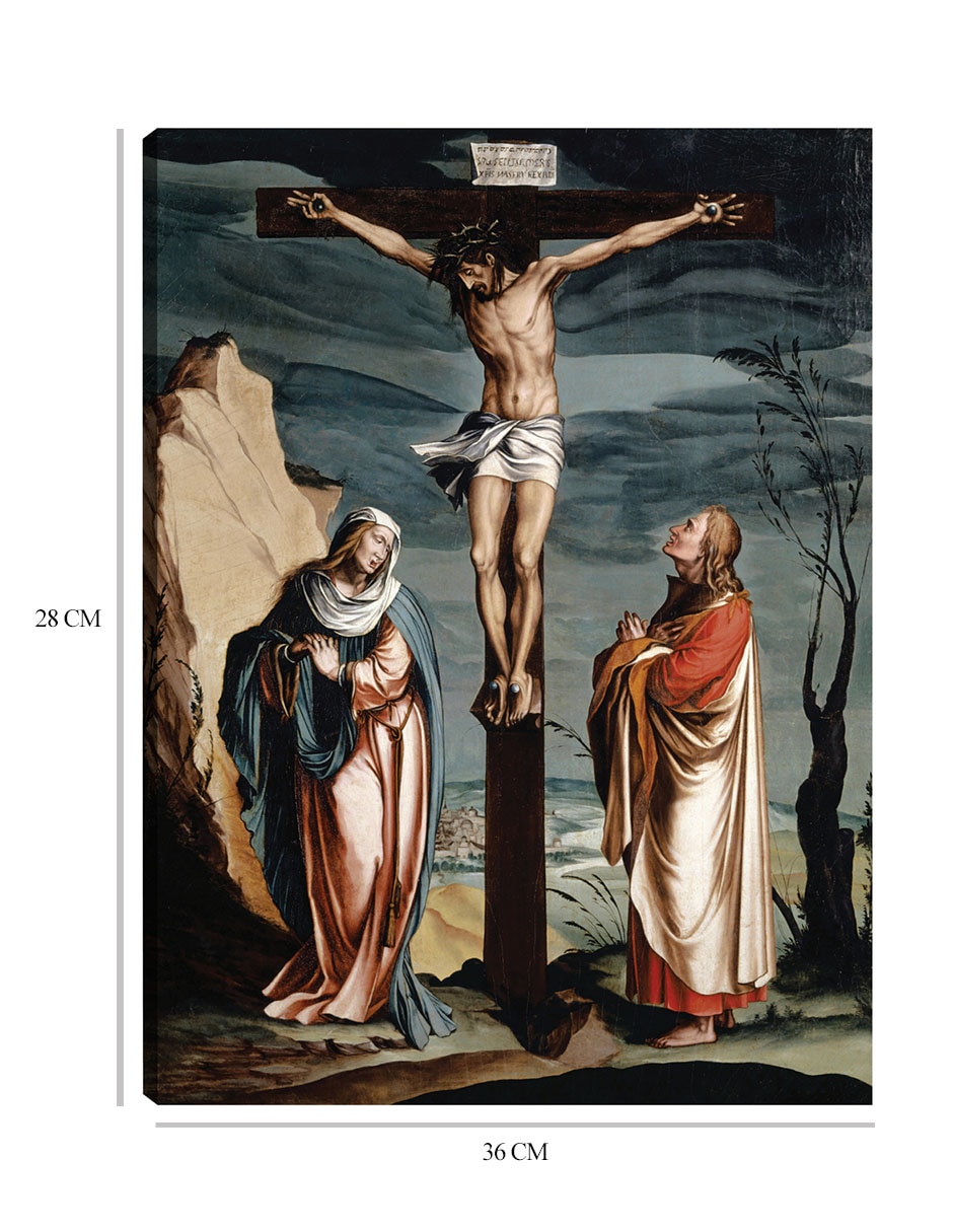 Cuadro decorativo Cristo en la cruz entre la Virgen y San Juan (1560) técnica mixta Figuras Celestiales 8
