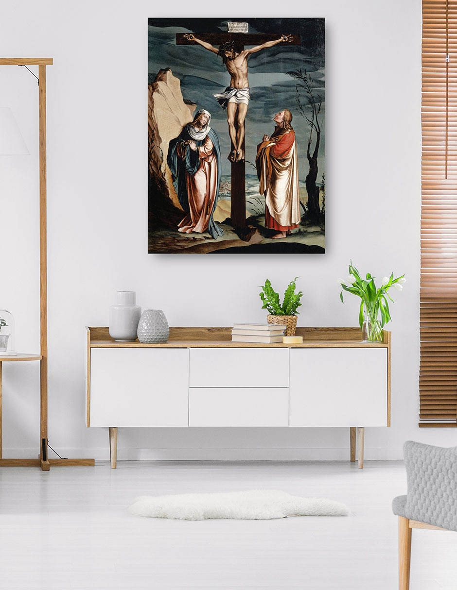 Cuadro decorativo Cristo en la cruz entre la Virgen y San Juan (1560) técnica mixta Figuras Celestiales 5