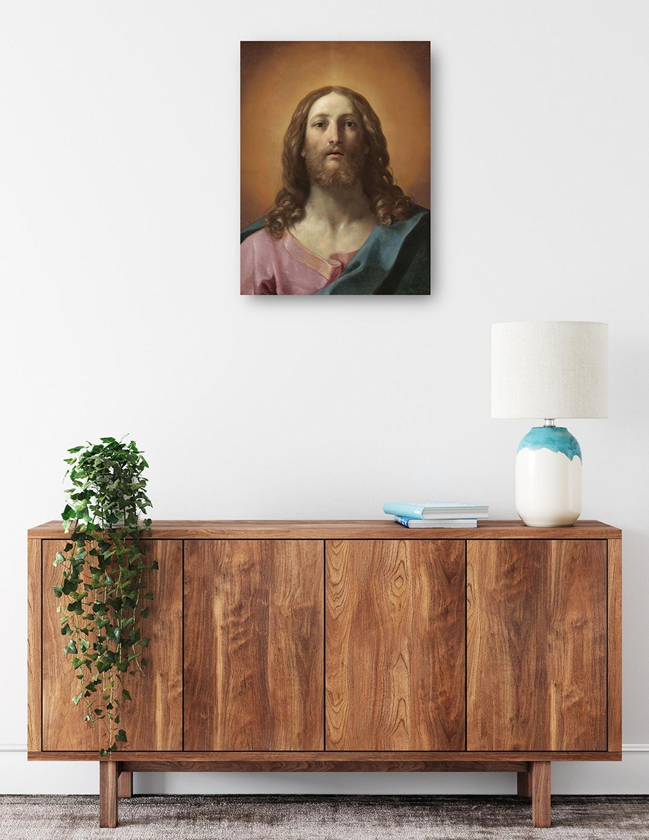Cuadro decorativo Busto de Cristo (Salvator Mundi) técnica mixta Figuras Celestiales 2